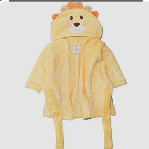 Luvable Friends Yellow Plush Lion Baby Bathrobe with Hood